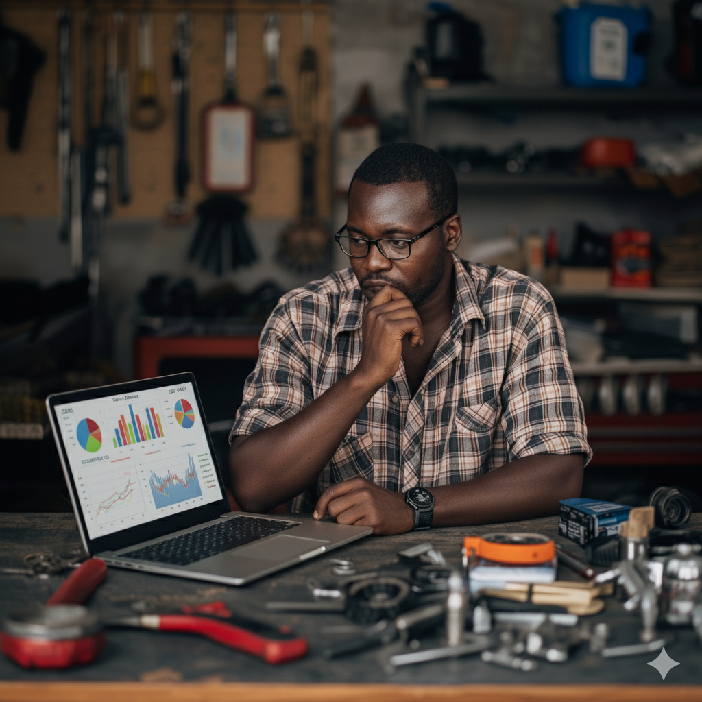 Business owner thoughtfully wondering Who Should Really Manage Cash Flow in his Small Business